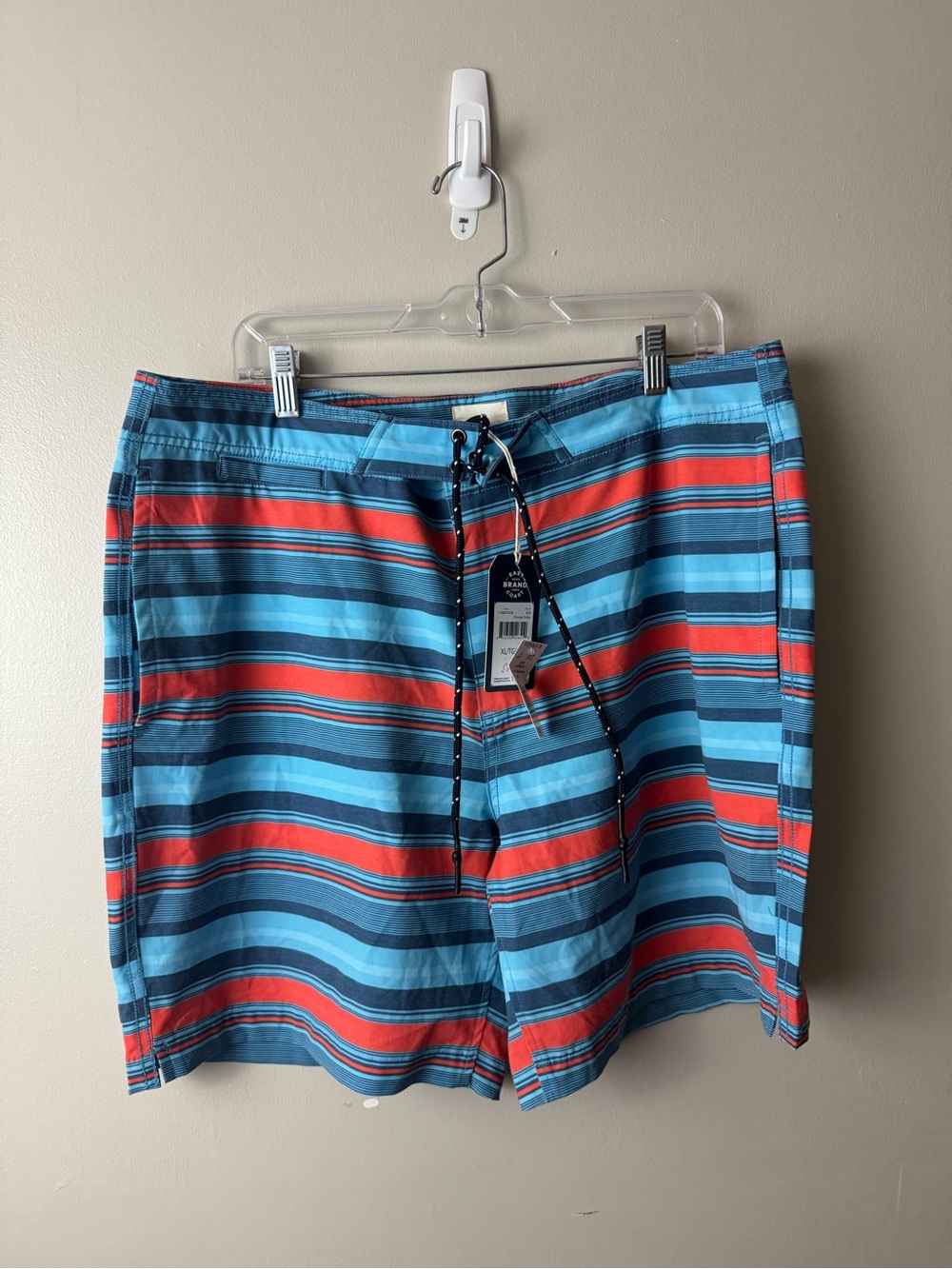 NWT Men's Surfside Supply Blue & Red Striped Swim Trunks XL